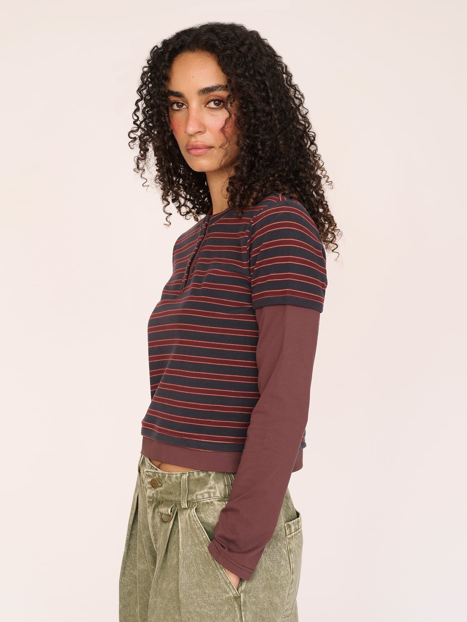 Confessions Button Stripe Top - Image 5