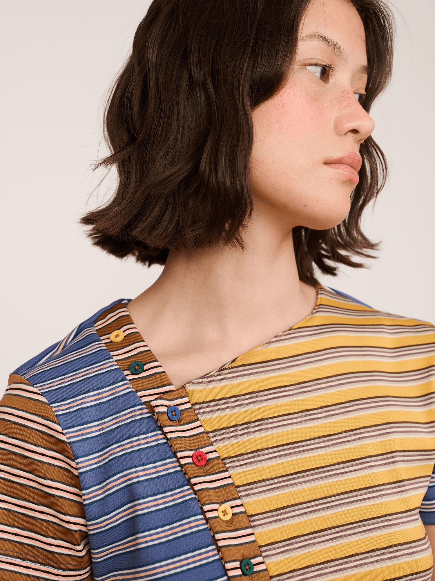 Asymmetric Button Stripe Top - Image 8