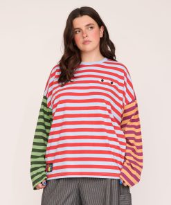 Mixed Up Contrast Stripe Long Sleeve T-Shirt