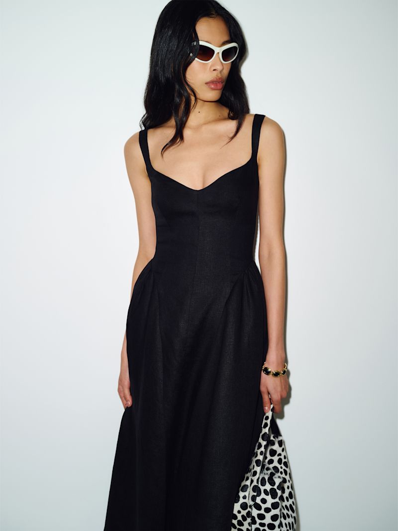 Black Petites Birdie Linen Dress - Image 2